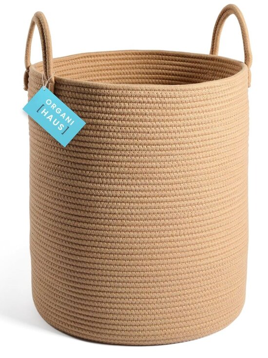 Other - Large Woven Laundry Basket w/Handles 52L, Rope Dirty Clothes Hamper, Blanket Bas